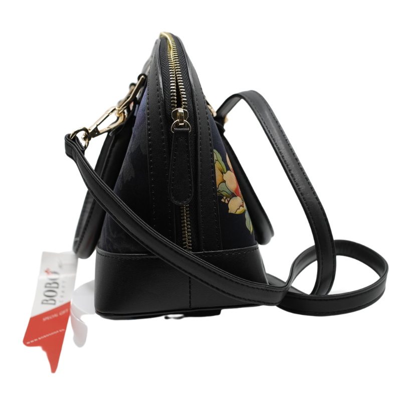 Geanta Dama de Mana/Umar din Piele Ecologica cu Matase Naturala, Model Flowers