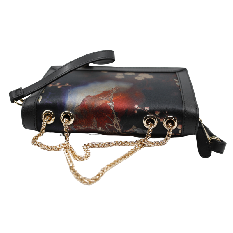 Geanta Dama Mica de Umar din Piele Ecologica si Matase Naturala, Model Rose