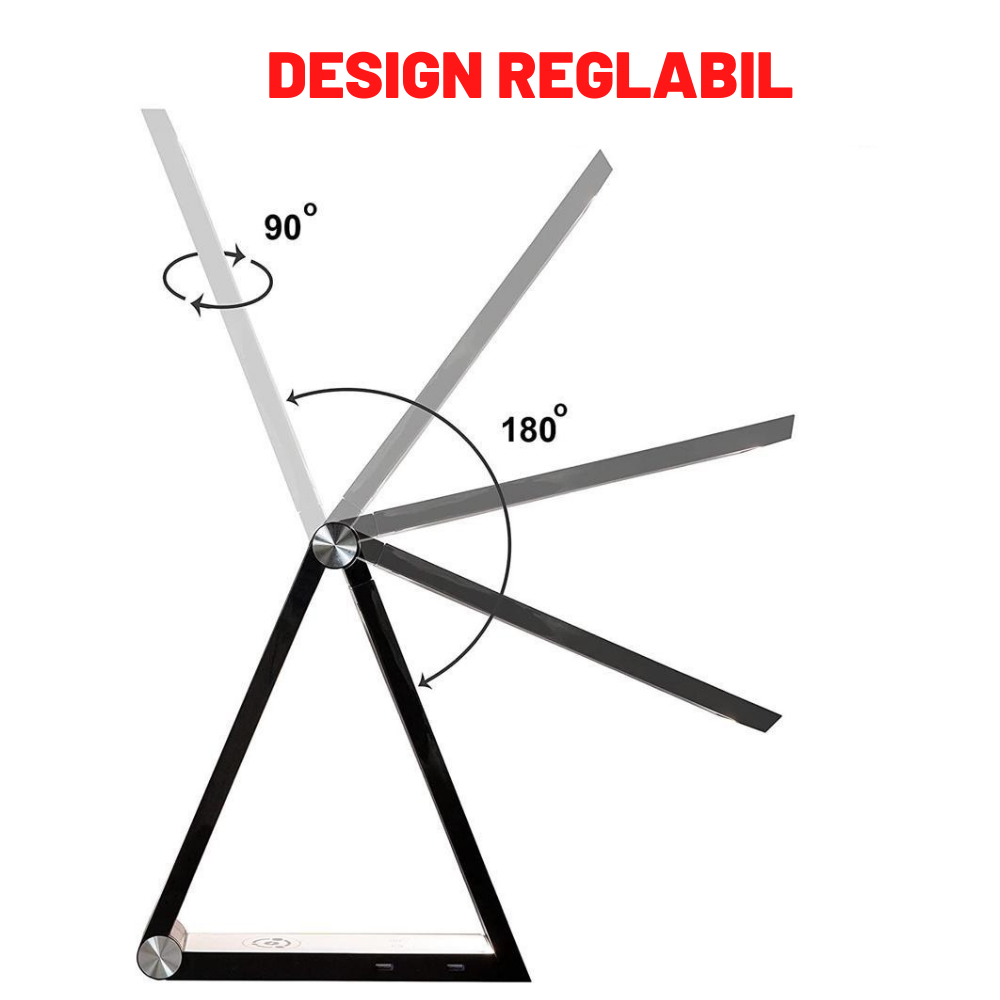 Lampa LED de Birou, Incarcare Wireless Smartphone, Panou Touch cu 5 Nivele de Selectare a Luminii si 2 Porturi USB