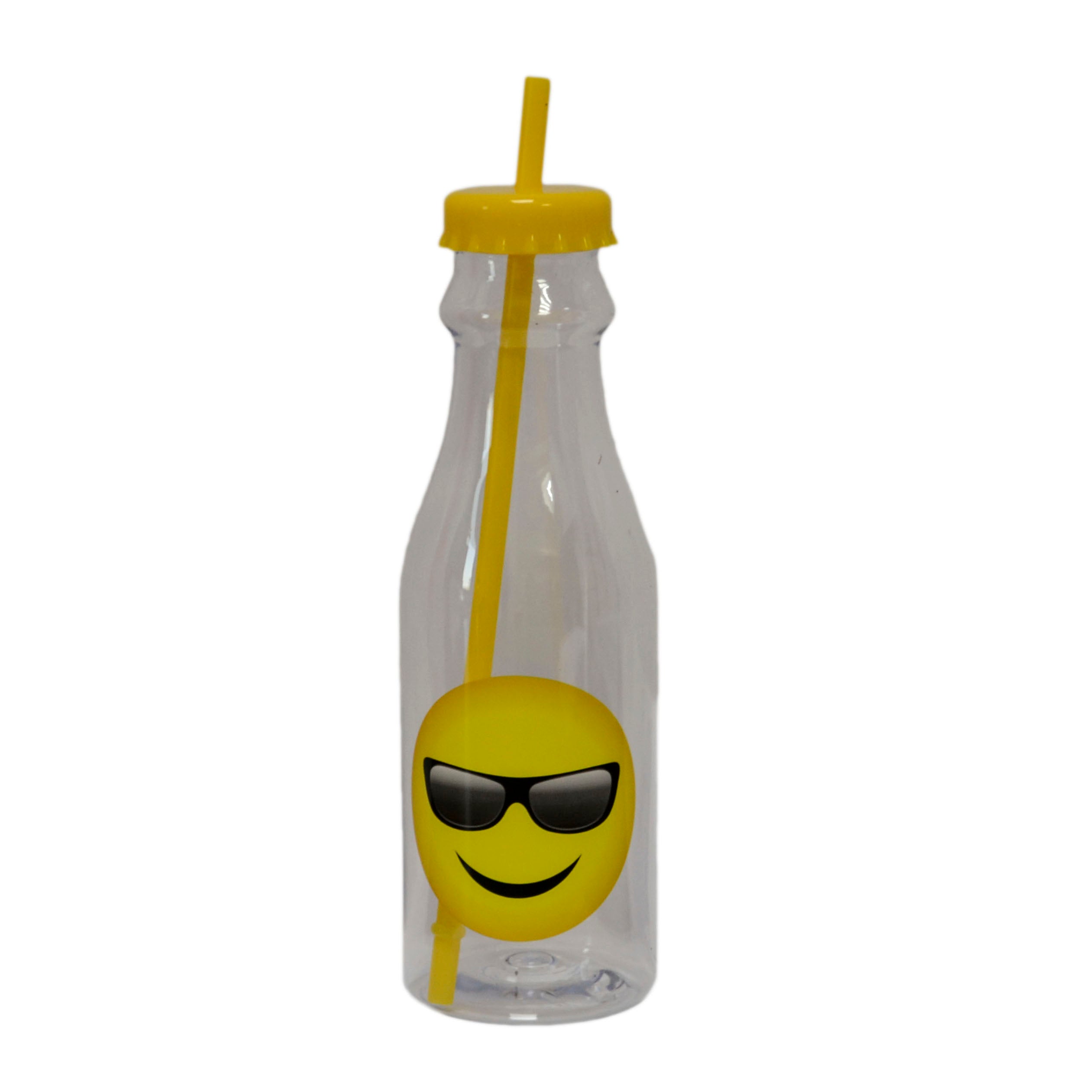Sticla Cu Capac Detasabil Si Pai "Smiling Face with Sunglasses"