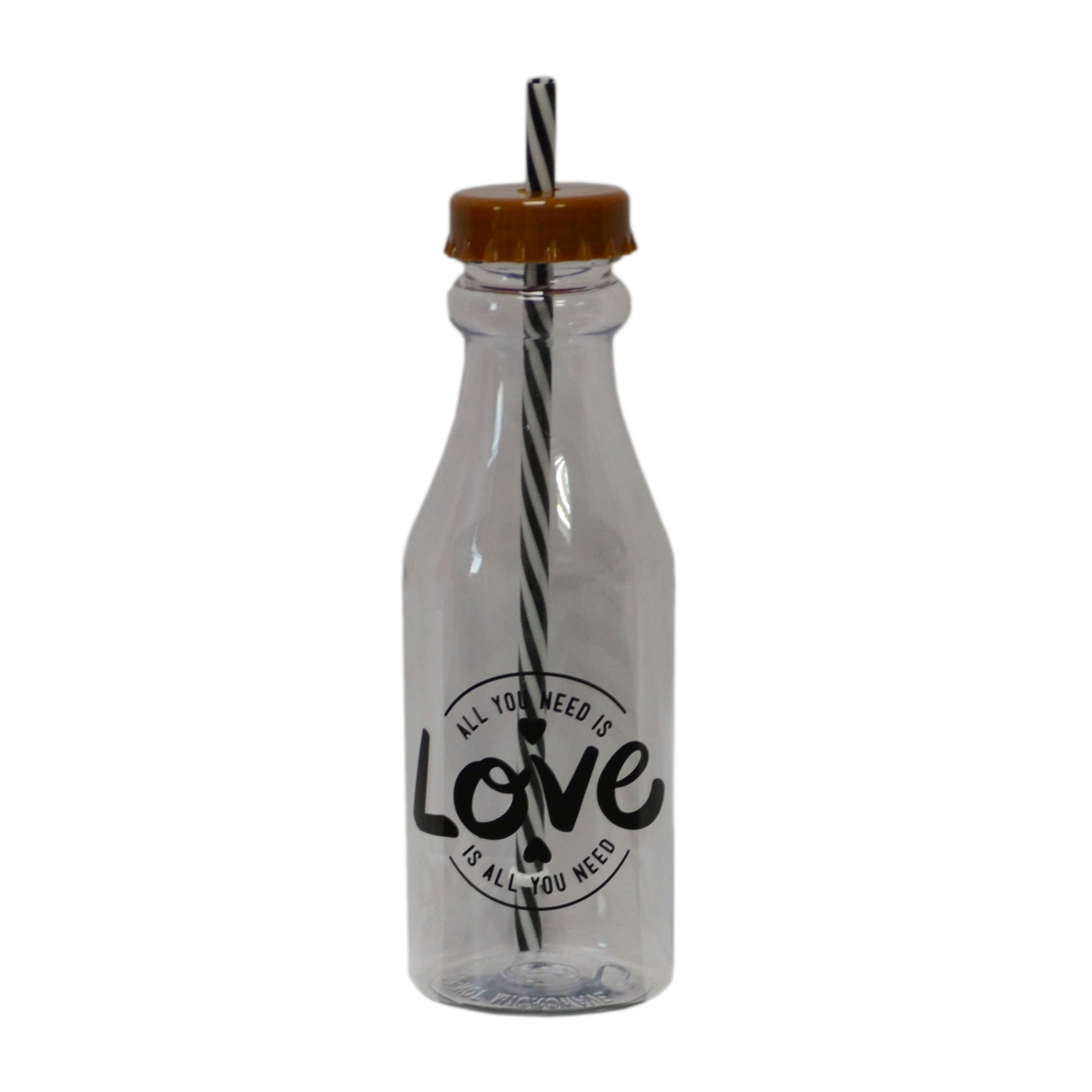 Sticla Cu Capac Detasabil Si Pai "Love"