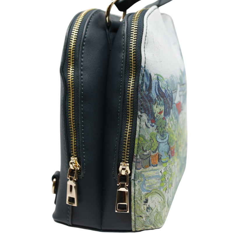 Geanta Dama de mana/umar/rucsac din Piele Ecologica si Material Textil, Imprimeu Van Gogh