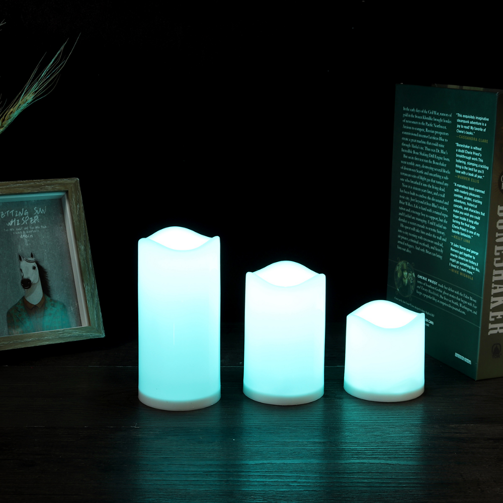 Set 3 Lumanari Led 13 Culori cu Telecomanda si Timer