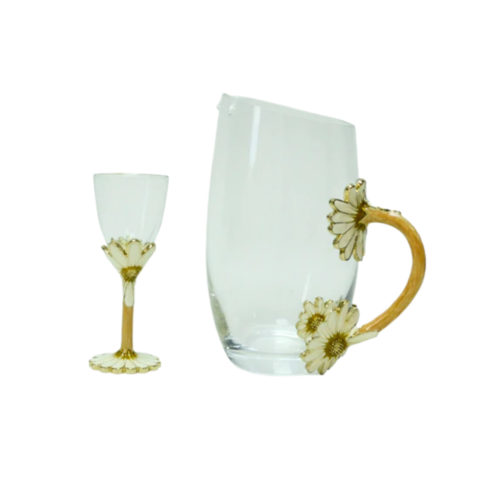 Set Patru Pahare Cu Carafa Antimoniu White Flower