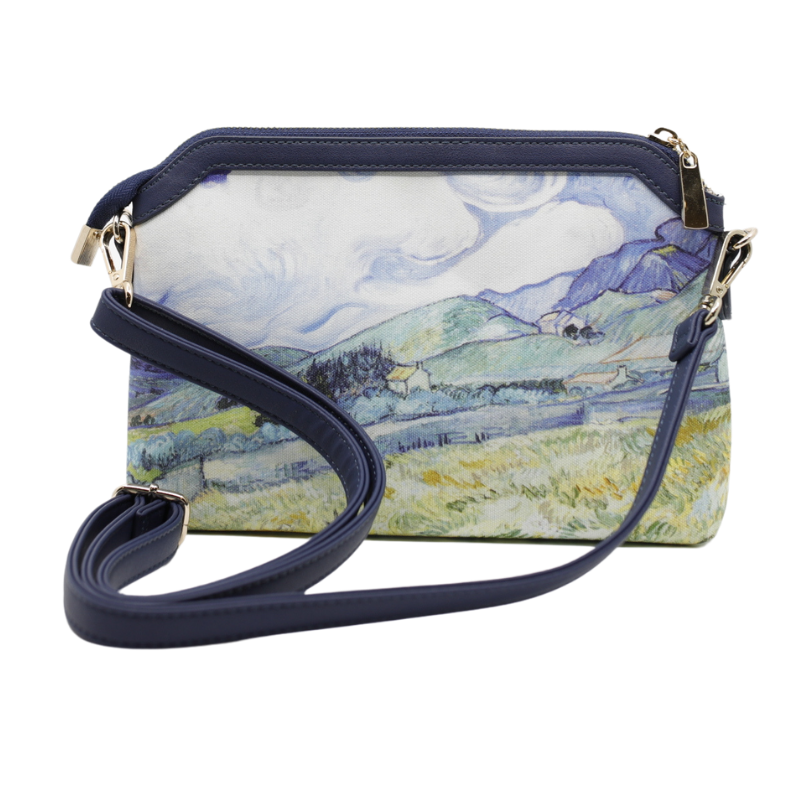 Geanta Dama Mica de Mana/Umar din Material Textil cu Piele Ecologica, Model Van Gogh