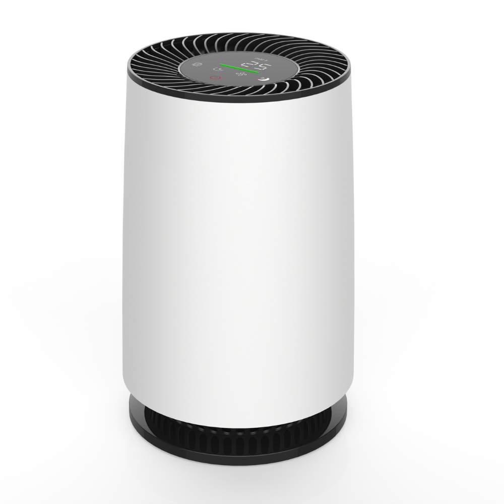 Mini Purificator Aer UVC pentru Birou, Filtru HEPA, Filtru Carbune Activ, Senzor Calitate Aer, Acoperire 15mp