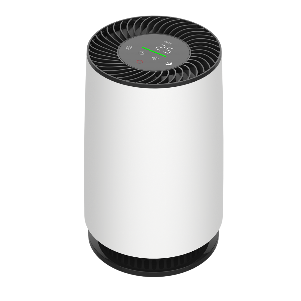 Mini Purificator Aer UVC pentru Birou, Filtru HEPA, Filtru Carbune Activ, Senzor Calitate Aer, Acoperire 15mp