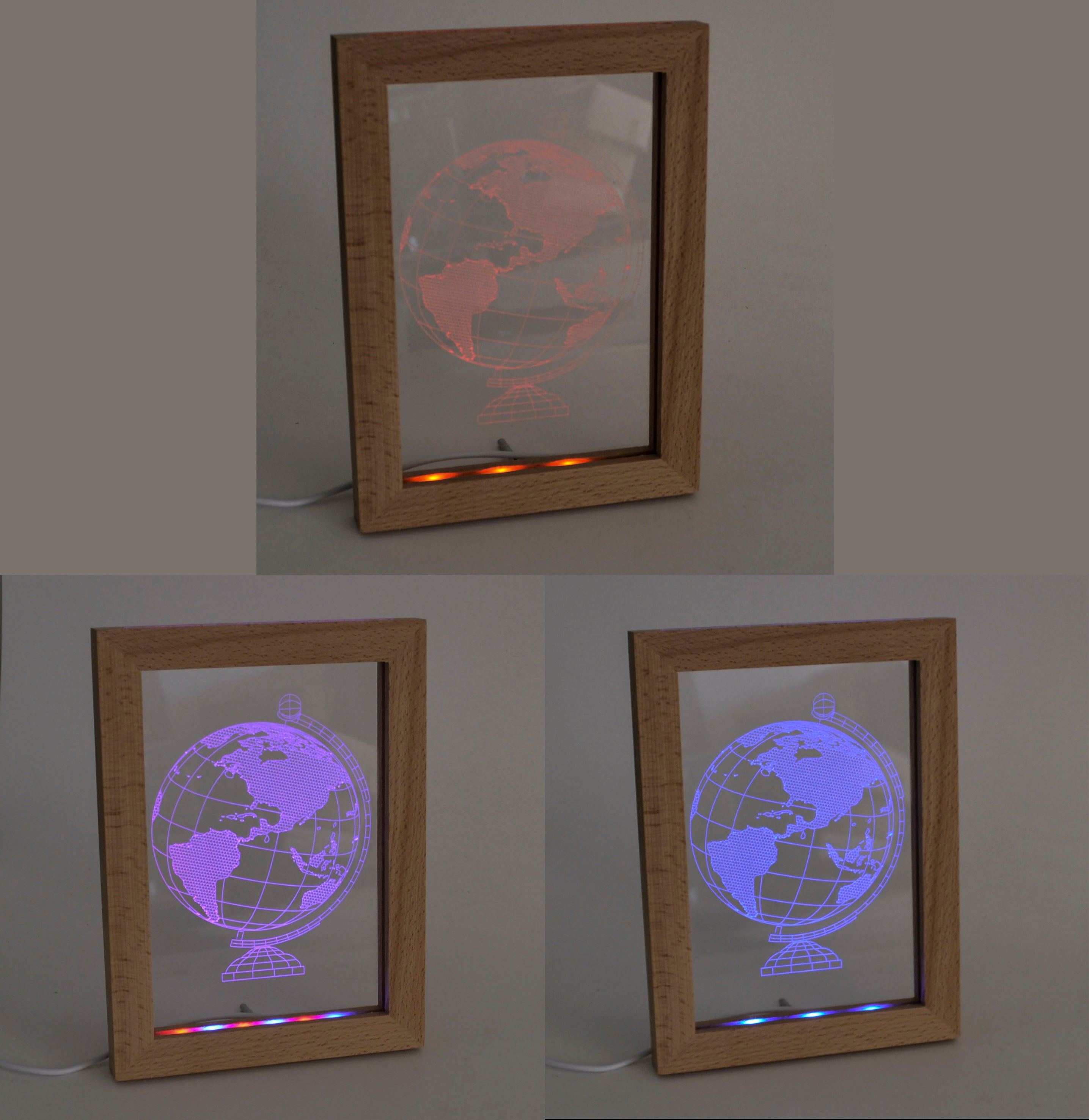 Decoratiune Sticla cu Led Trei Culori, Model Glob