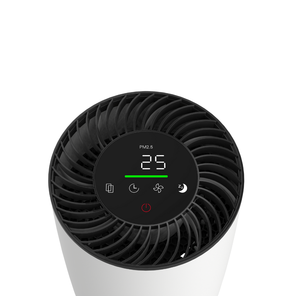 Mini Purificator Aer UVC pentru Birou, Filtru HEPA, Filtru Carbune Activ, Senzor Calitate Aer, Acoperire 15mp