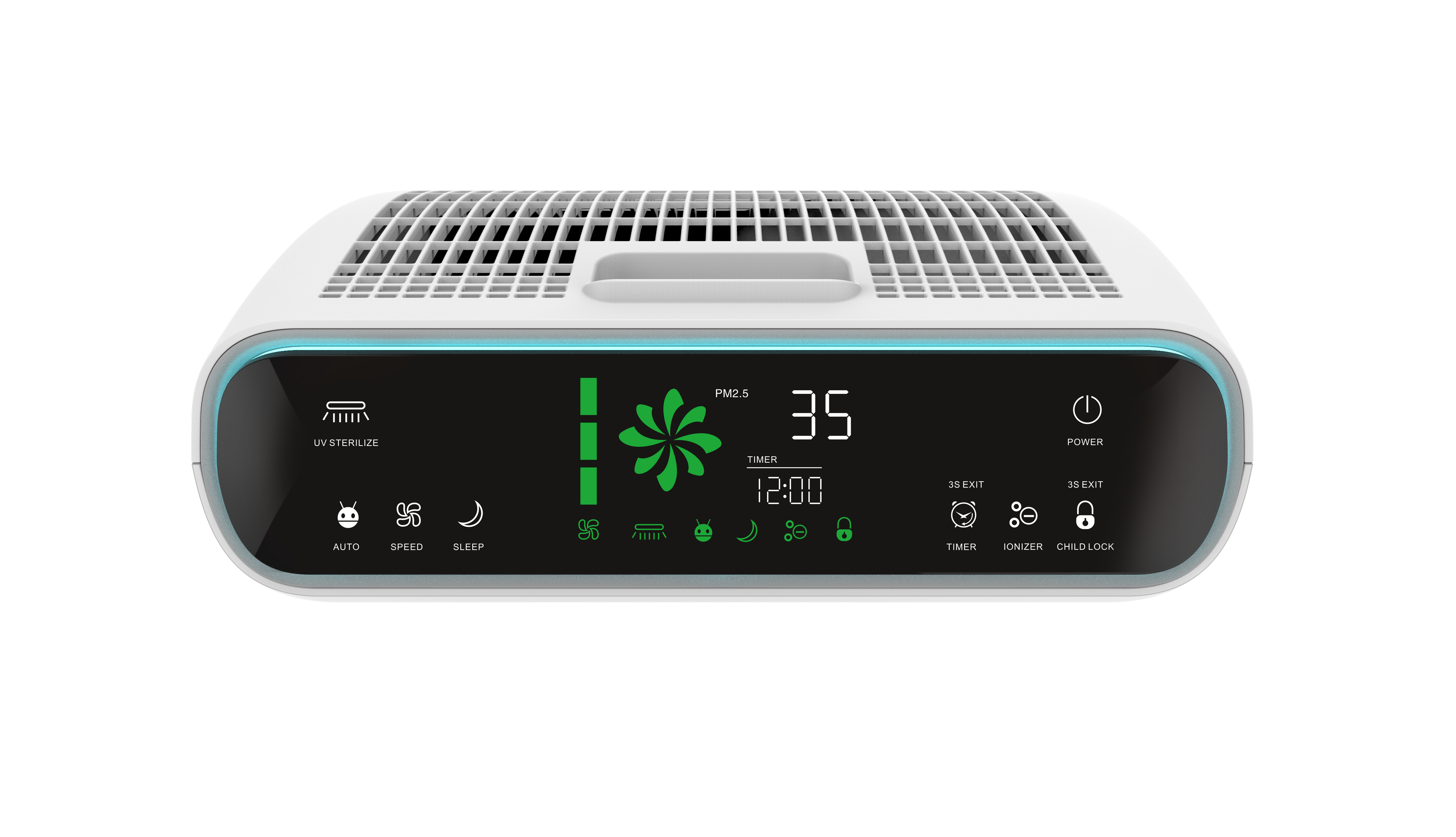 Purificator 80W, Filtre multiple+UV-C+Ionizare negativa, Telecomanda, Alb