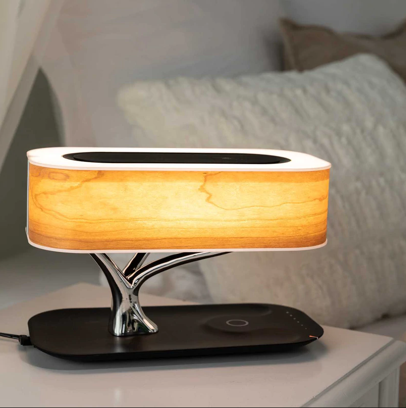 Lampa LED cu Difuzor Bluetooth Incorporat, Incarcare Wireless Smartphone si Panou Touch