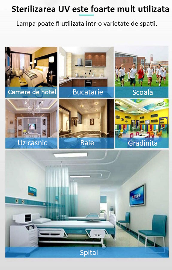 Lampa UVC Dezinfectanta, fara Ozon, cu telecomanda, senzor de prezenta si pornire intarziata - 38W - 40MP - Safecare