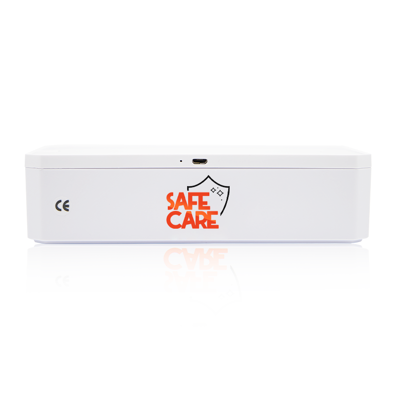 Cutie multifunctionala 4 in 1, Dezinfectare UVC, oglinda make-up, incarcator wireless 10W, alb - Safecare