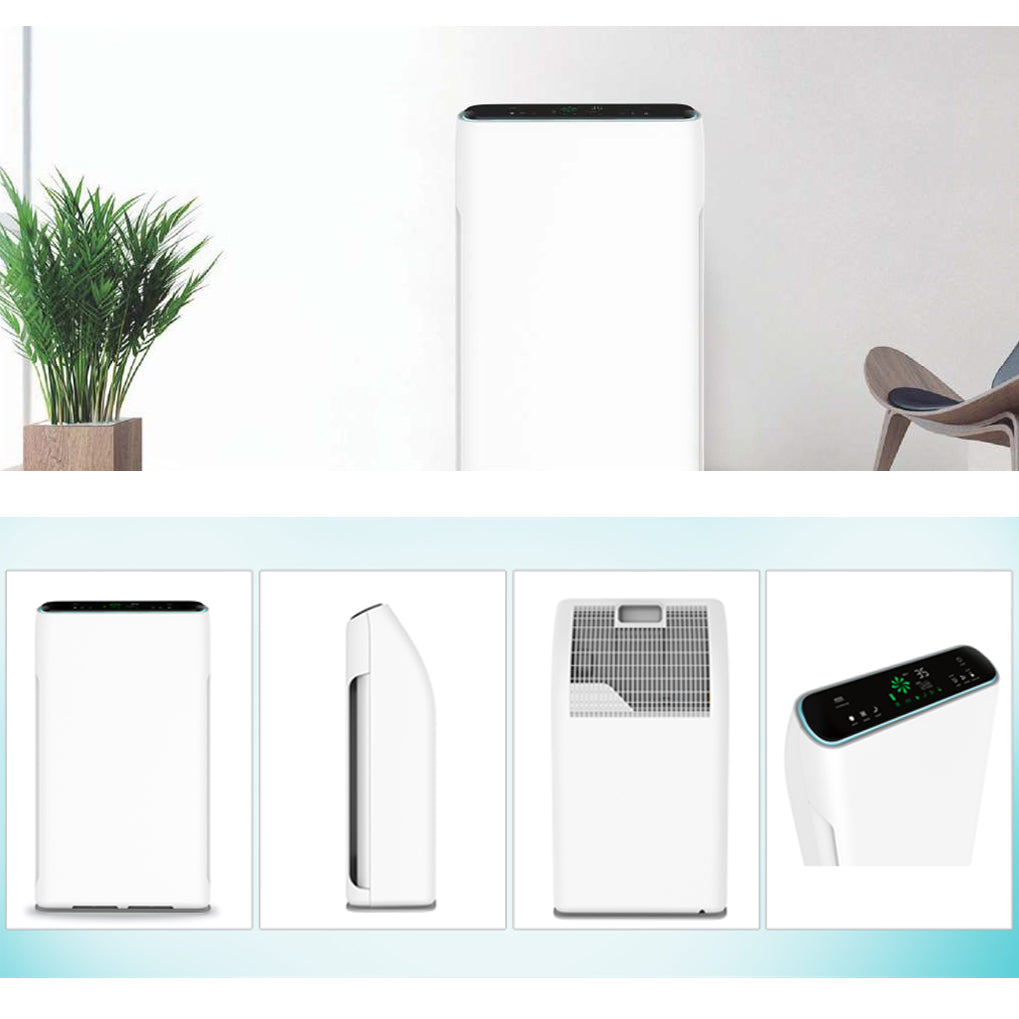Purificator 80W, Filtre multiple+UV-C+Ionizare negativa, Telecomanda, Alb