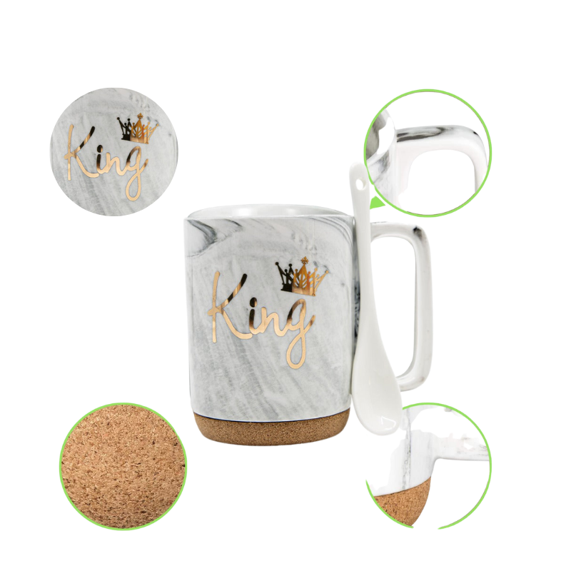 Set Cana Portelan cu Lingurita, mesaj "King"