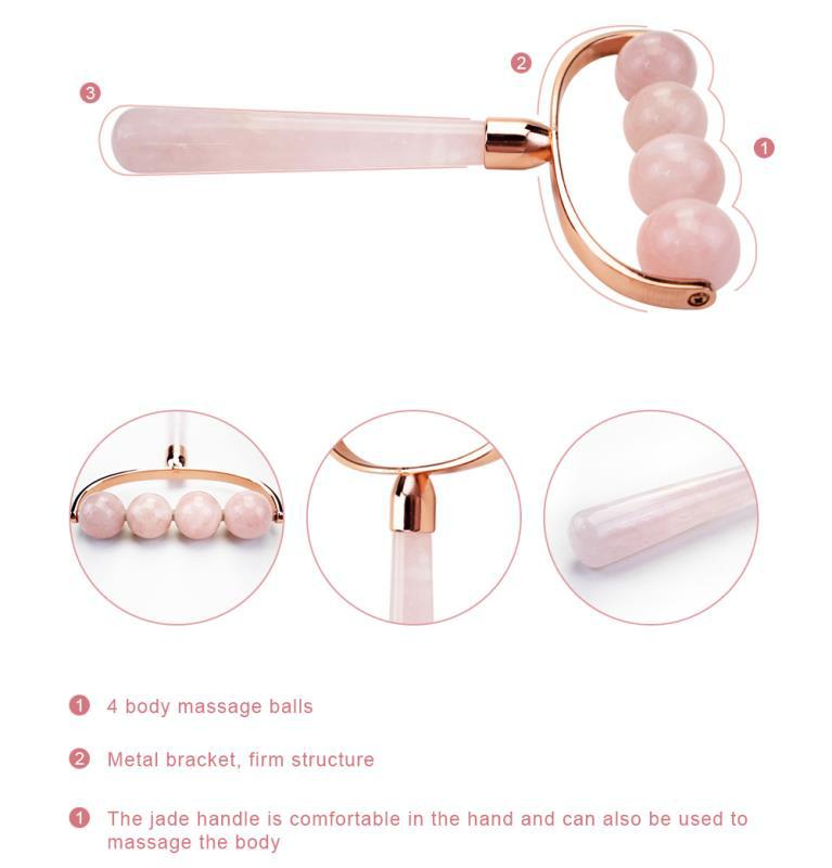 Roller din Quartz Roz pentru Masaj Corporal cu 4 Bile