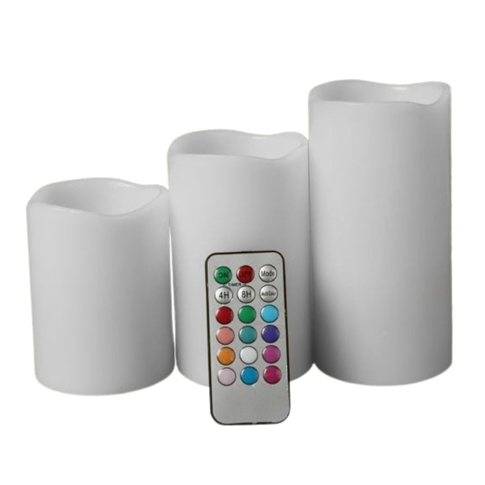 Set 3 Lumanari Led 13 Culori cu Telecomanda si Timer