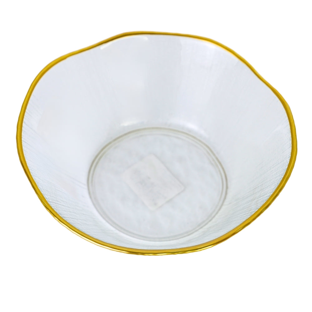 Bol din Sticla Transparenta cu Margine Aurie, 15 cm