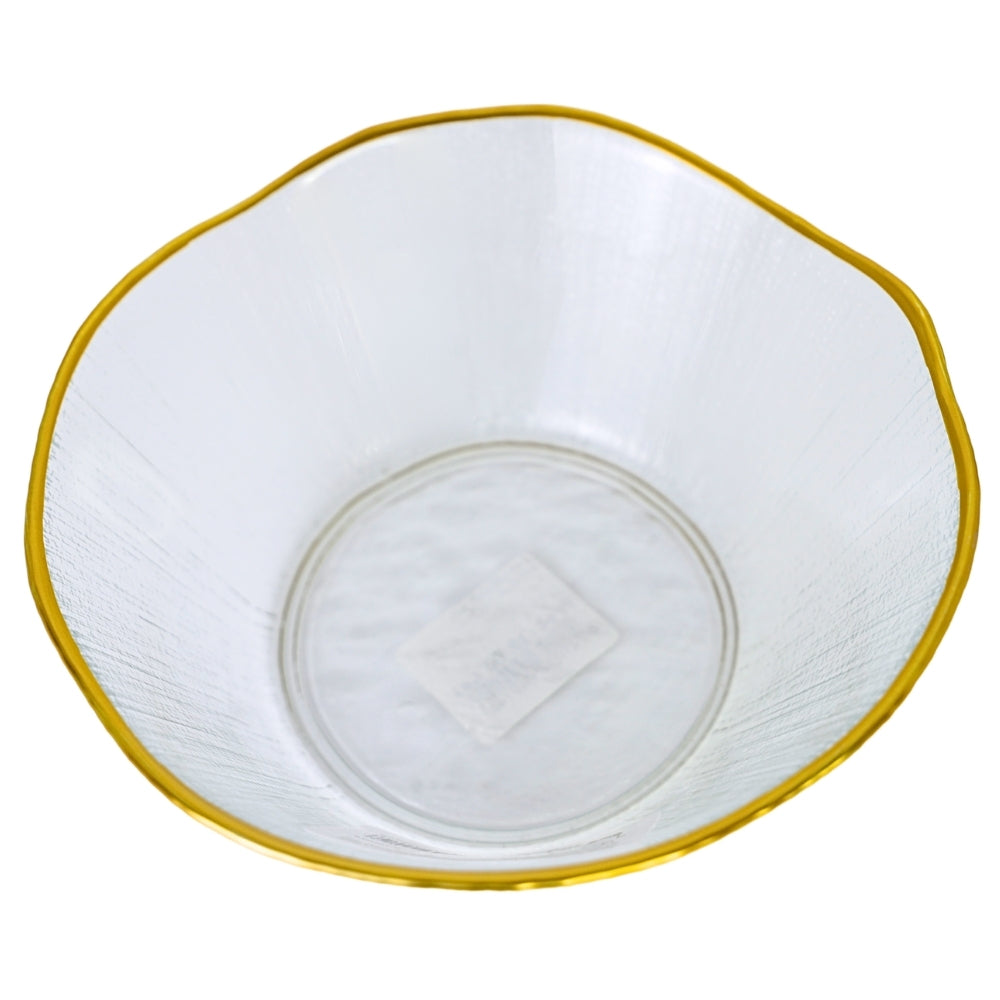 Bol din Sticla Transparenta cu Margine Aurie, 15 cm