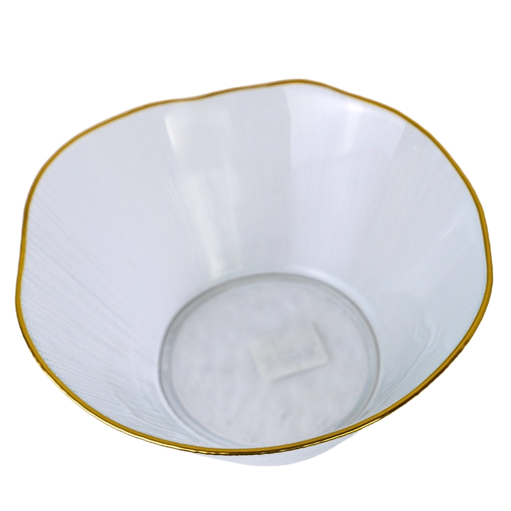 Bol din Sticla Transparenta cu Margine Aurie, 21 cm