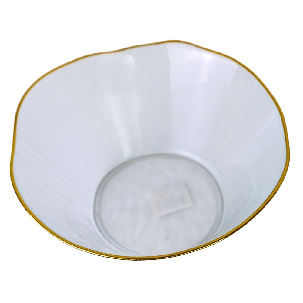 Bol din Sticla Transparenta cu Margine Aurie, 21 cm