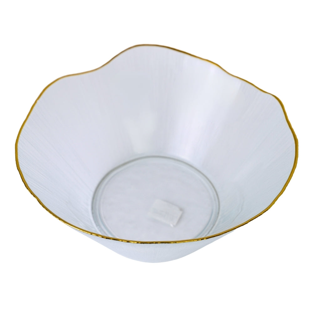 Bol din Sticla Transparenta cu Margine Aurie, 28 cm