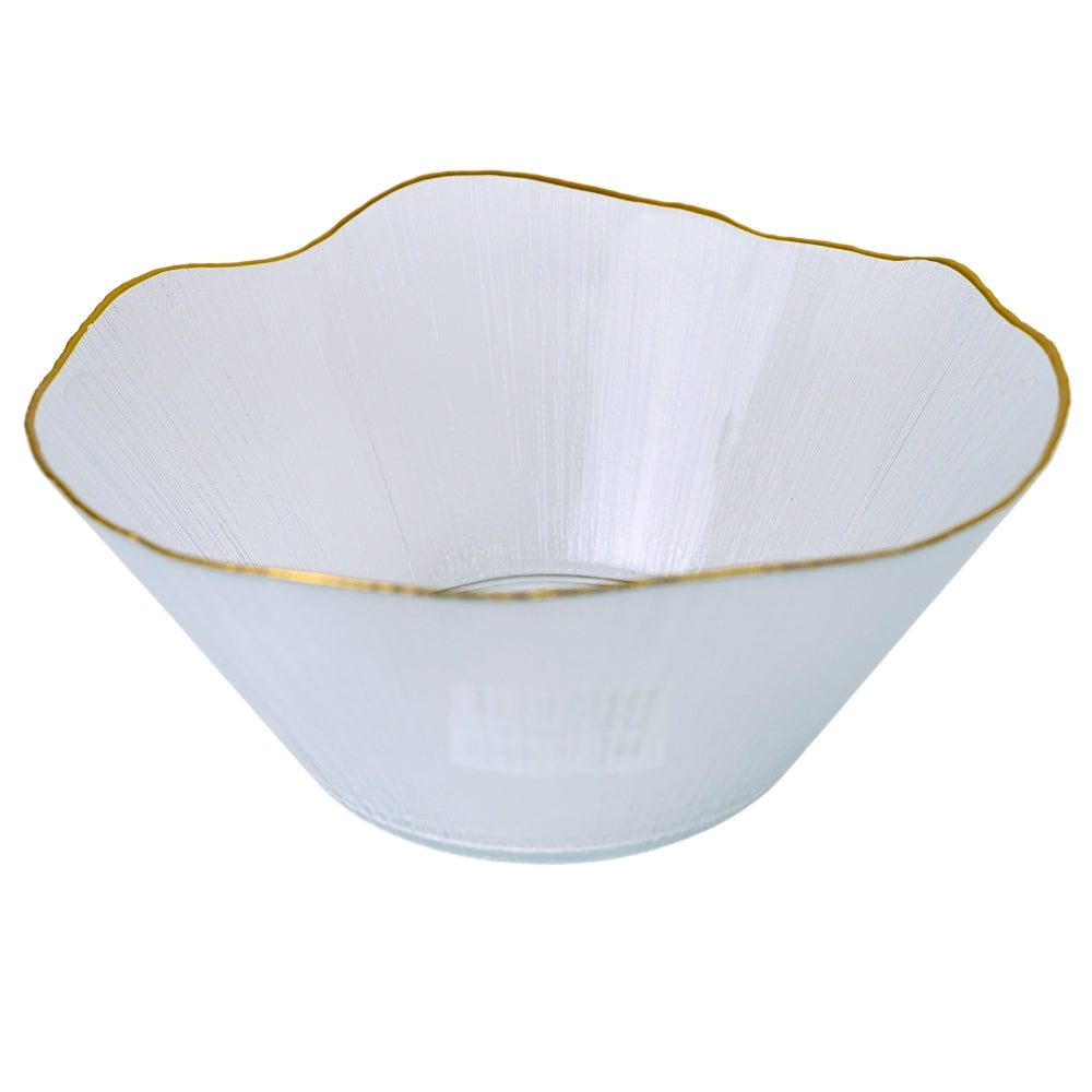 Bol din Sticla Transparenta cu Margine Aurie, 28 cm