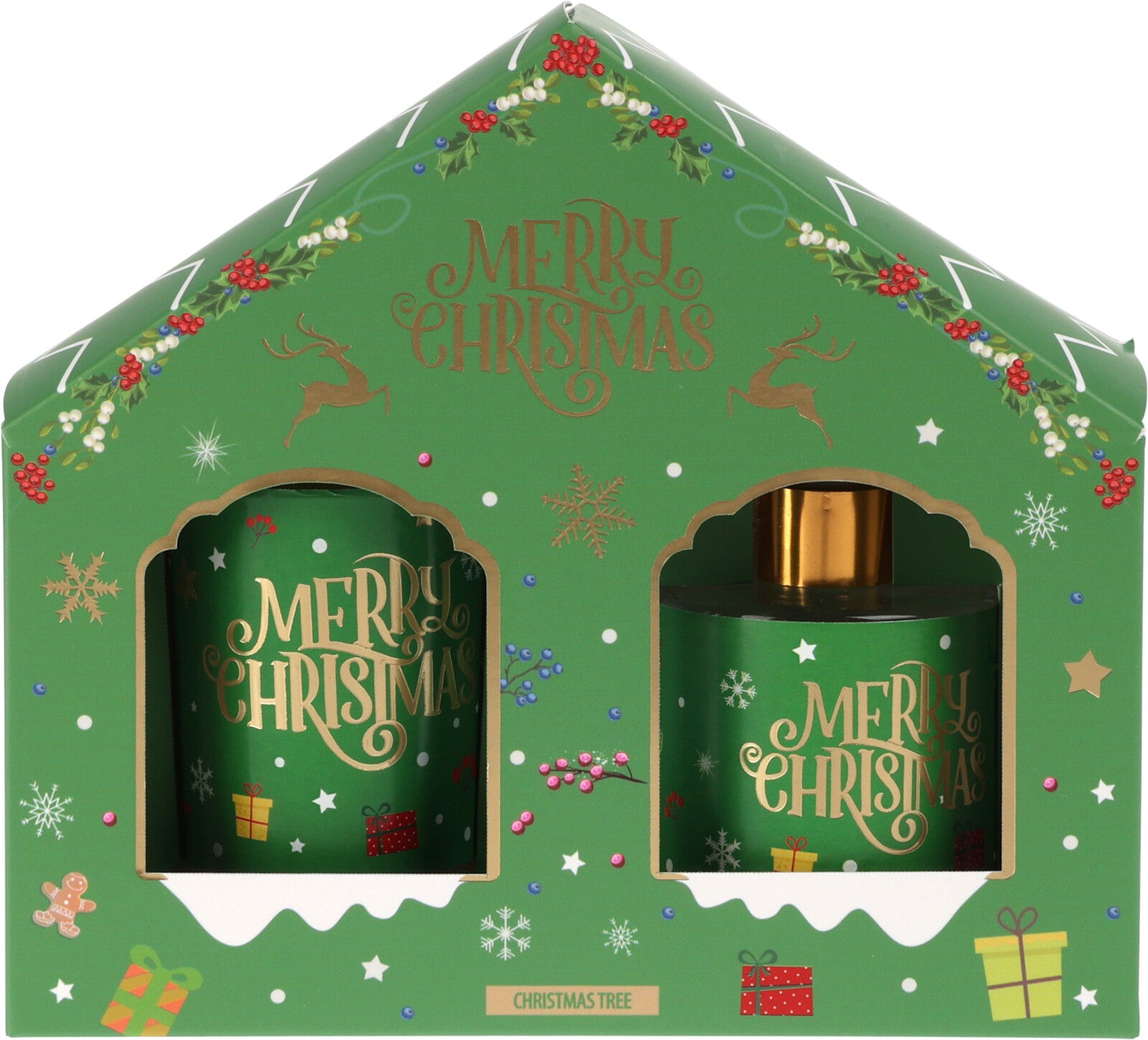 Set parfum Ambiental si Lumanare Parfumata Christmas Tree, Aroma brad de Craciun