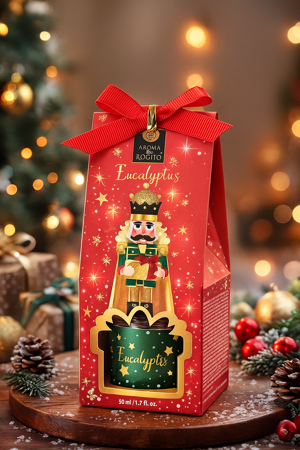 Set Parfum Ambiental Eucalyptus, Difuzor cu Aroma de Eucalipt, Editie Festiva Merry Christmas