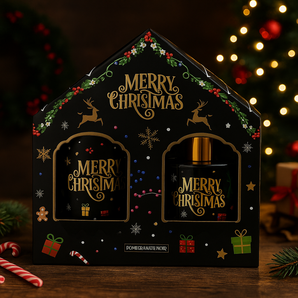 Set Parfum Ambiental si Lumanare Parfumata Pomegranate Noir, Aroma rodie neagra