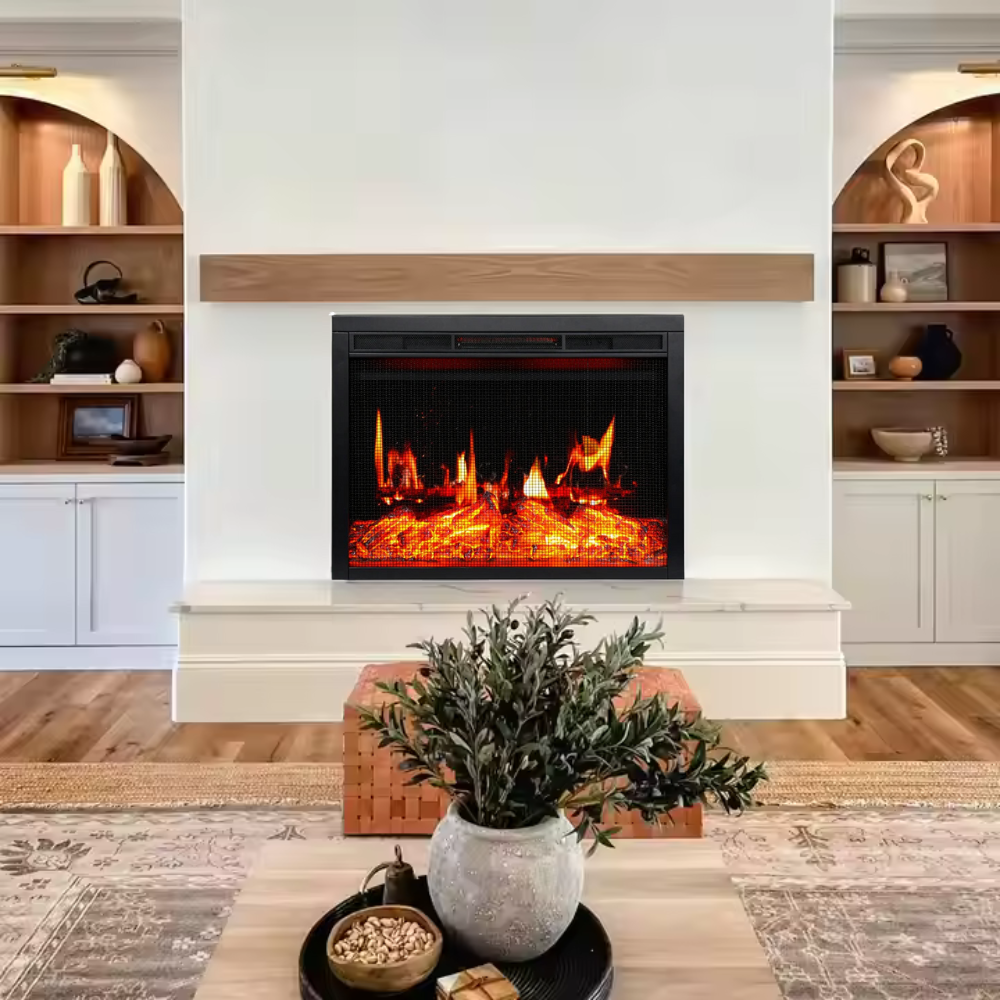 Semineu Electric Incorporabil Premium cu Ecran LCD HD, Flacari Ultra-Realiste, Sunet Autentic si Incalzire