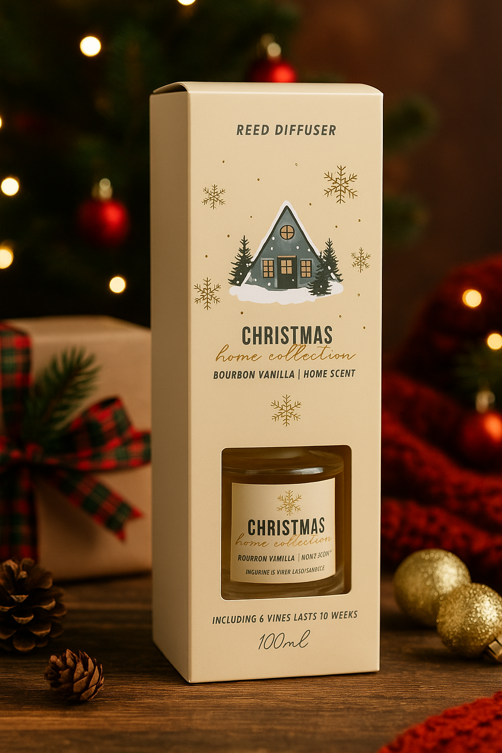 Diffuser Aromo, 100ml, Aroma Bourbon Vanilla, Christmas Home Collection, White Edition