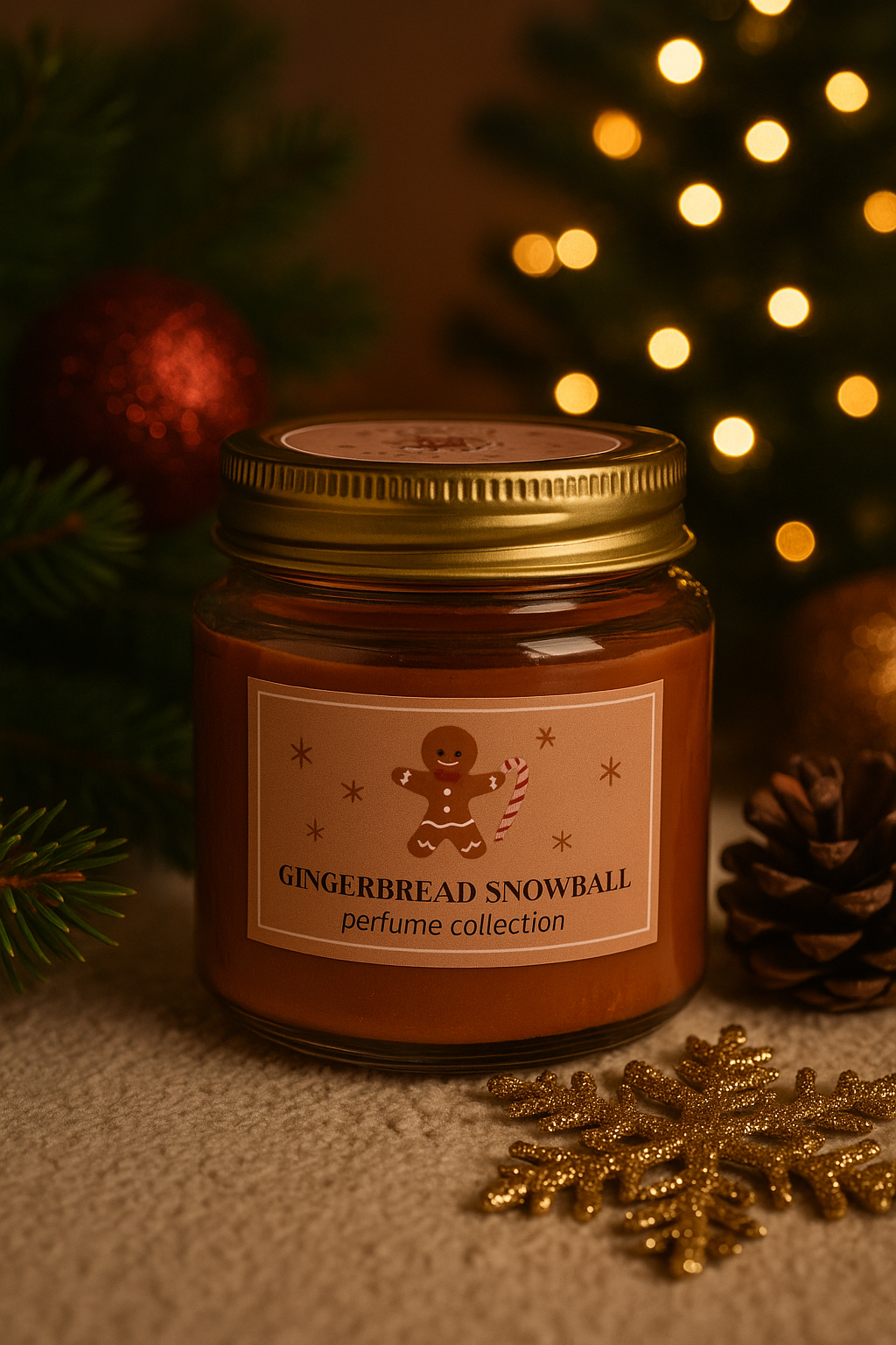 Lumanare Parfumata Gingerbread Snowball, Aroma Dulce de Sarbatoare
