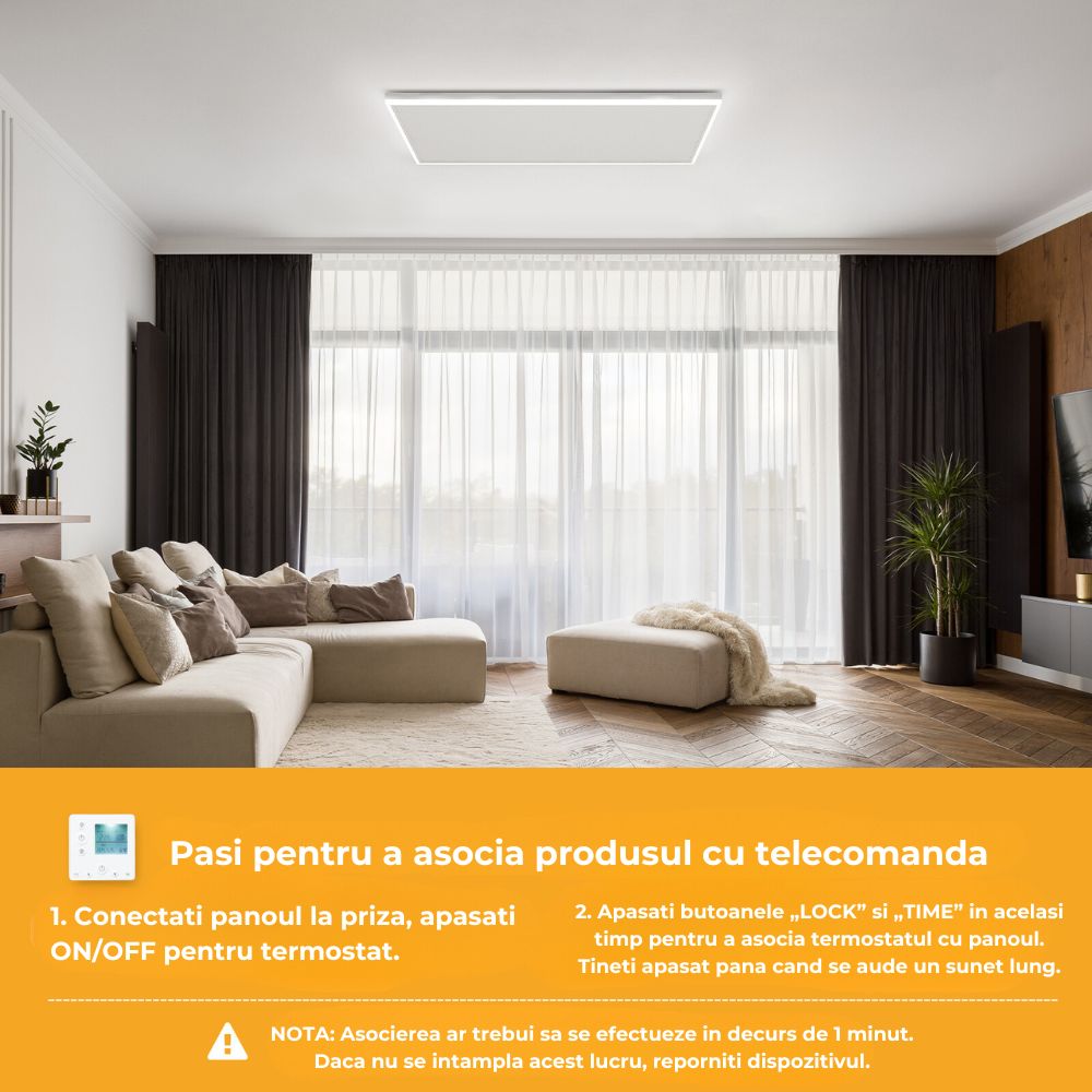 Panou Incalzire pe Tavan, 840W, cu lumina LED, Control la distanta