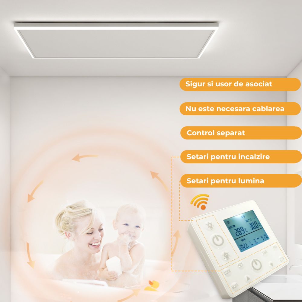 Panou Incalzire pe Tavan, 840W, cu lumina LED, Control la distanta