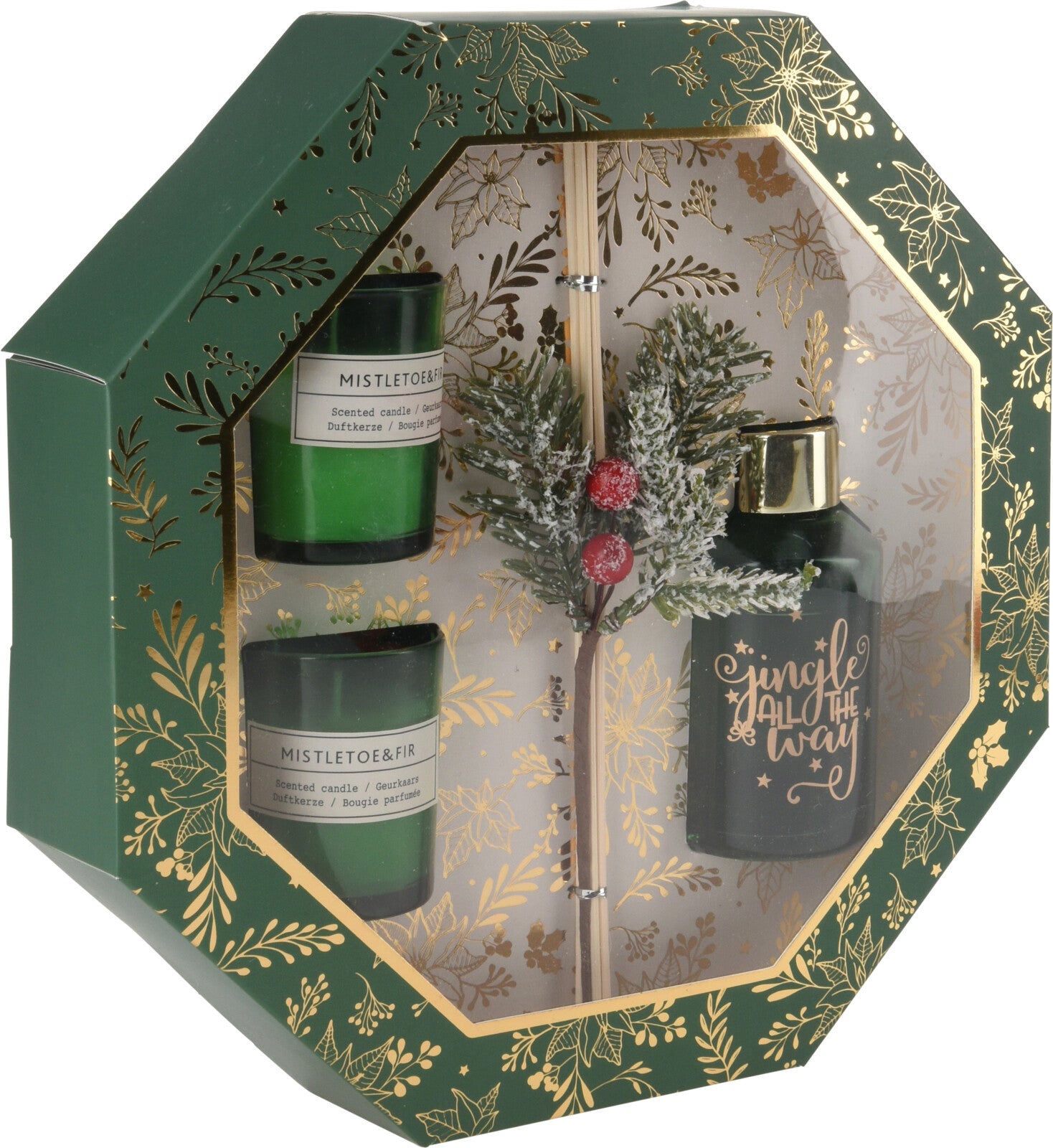 Set Cadou Diffuser si Lumanare, Christmas Green Edition