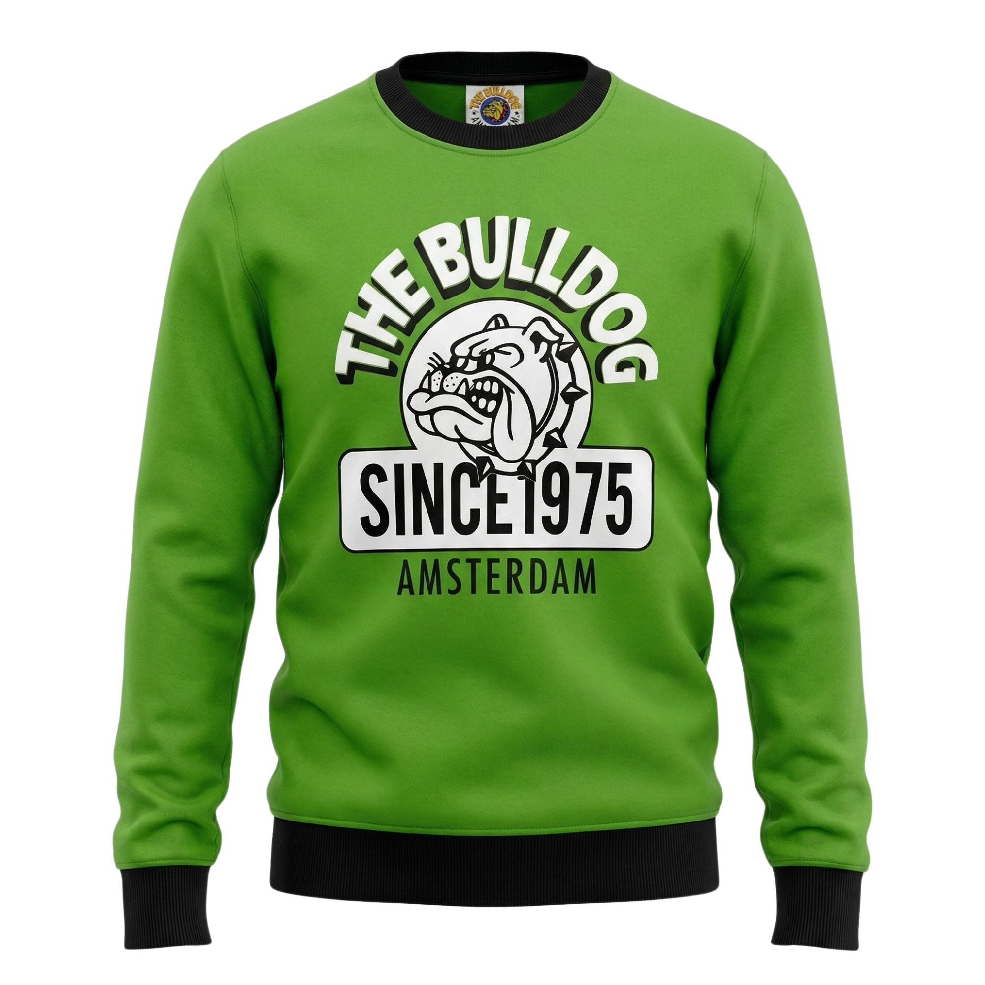 Bluza The Bulldog Amsterdam verde, imprimeu logo, marimea L