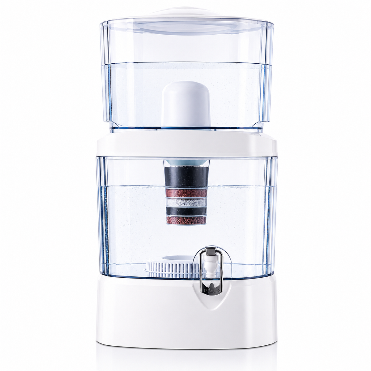 Purificator de apa gravitational 24 litri pe blatul din bucatarie