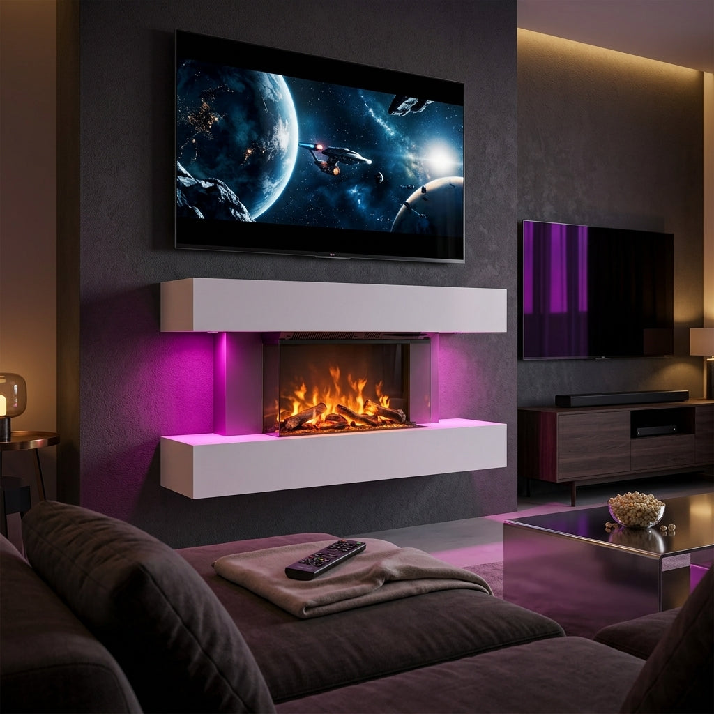 Semineu Electric de Perete, Smart, Wifi, Sticla pe Trei Laturi, Alb, Safecare YFG4003