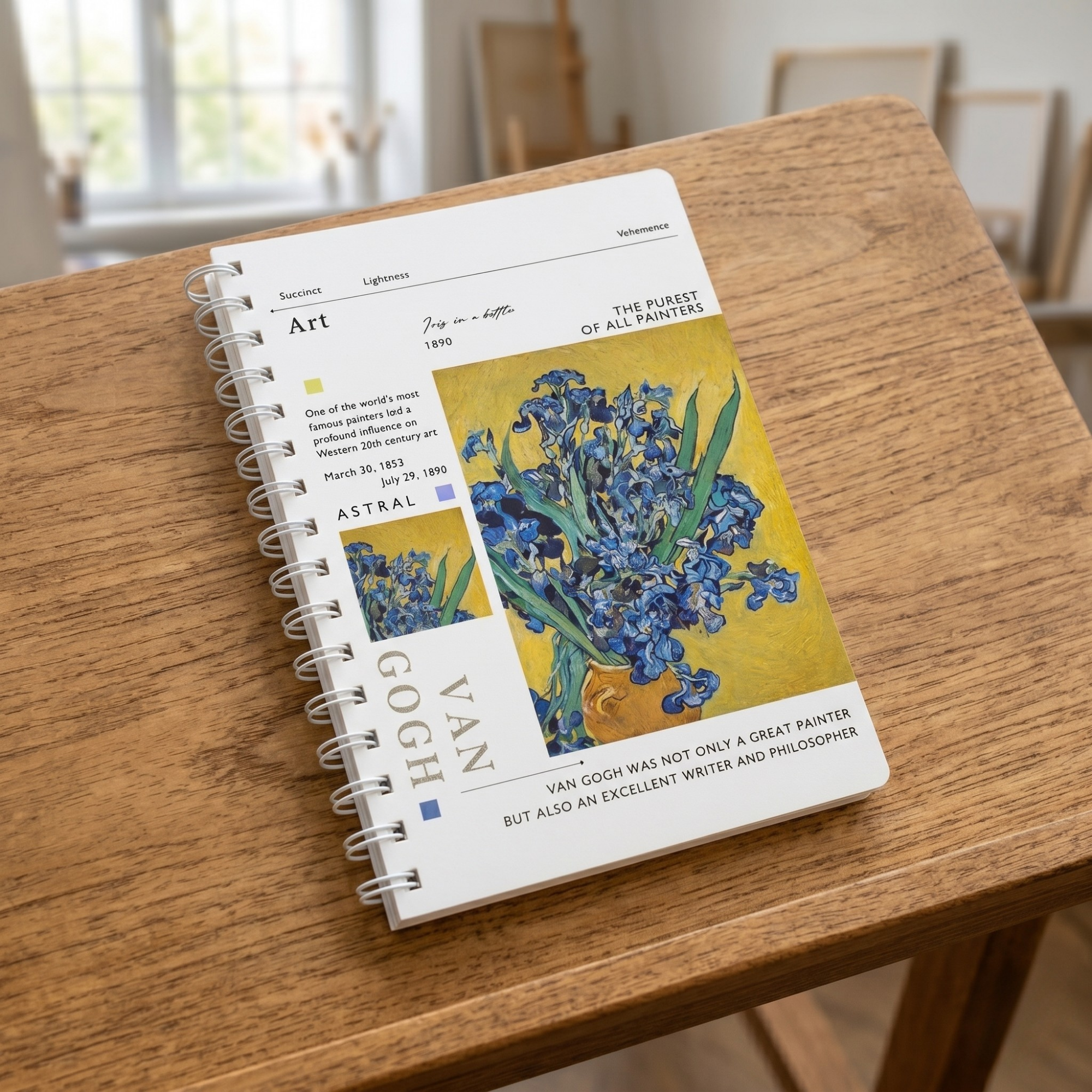 Agenda Van Gogh Mijlocie, format A5, Imprimeu Irises