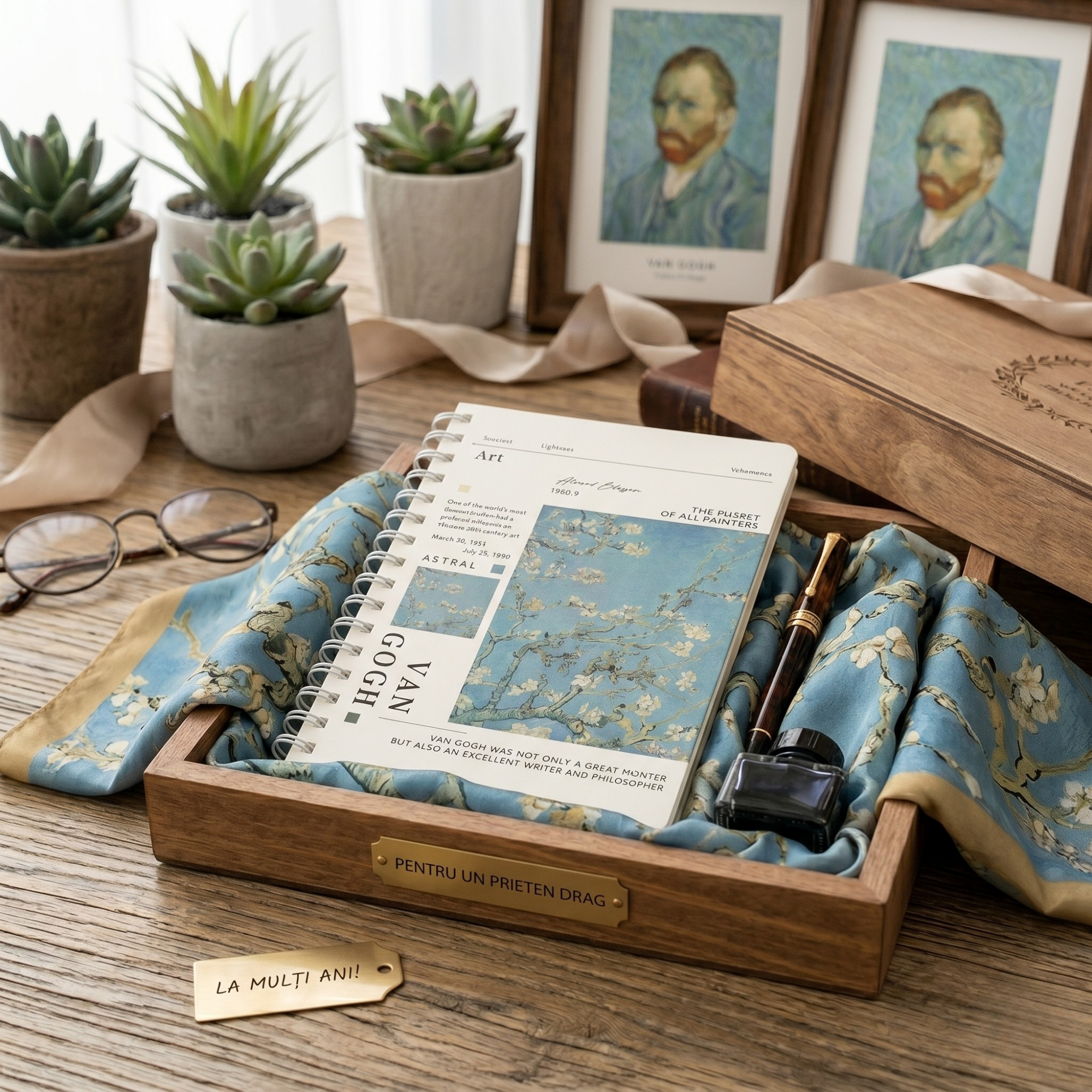 Agenda Van Gogh Mijlocie, format A5, Imprimeu Almond Blossom