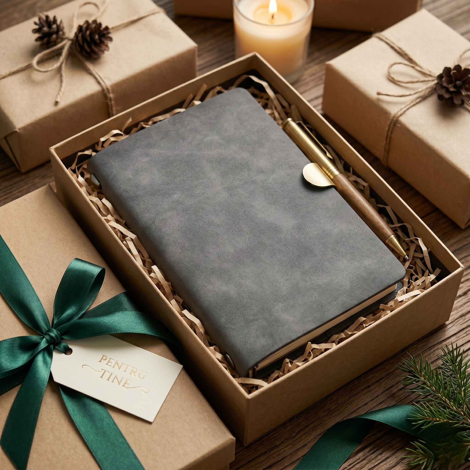 Agenda Premium cu Coperta din Piele Ecologica si Inchidere Metalica, Gri Antracit