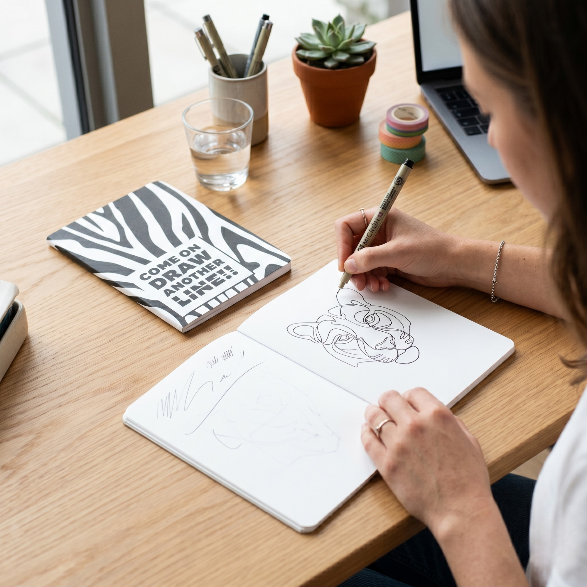 Agenda A5 nedatata cu mesaj Come On Draw Another Line, cu motiv Zebra