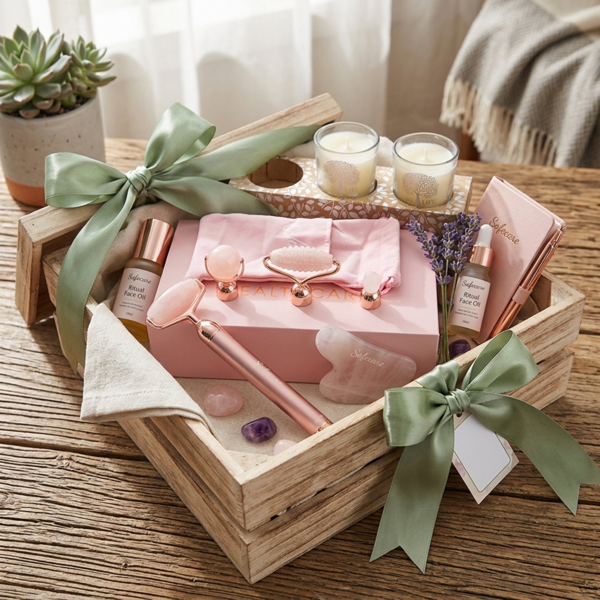 Set cu Dispozitiv Electric cu Vibratii pentru Masaj Facial si Accesorii din Cuart Roz