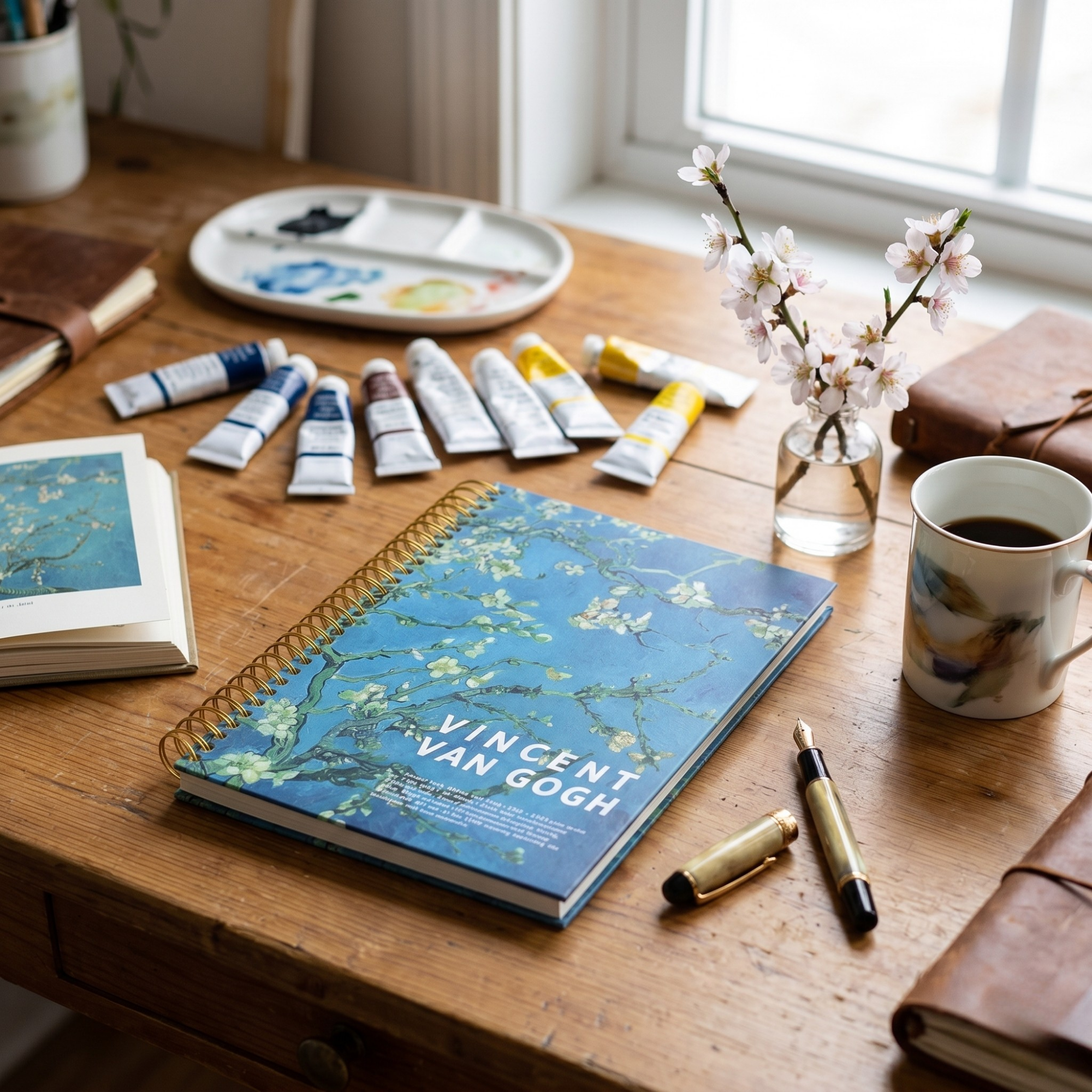 Agenda cu Spirala, Vincent van Gogh, Design Ramuri de Migdal Inflorit