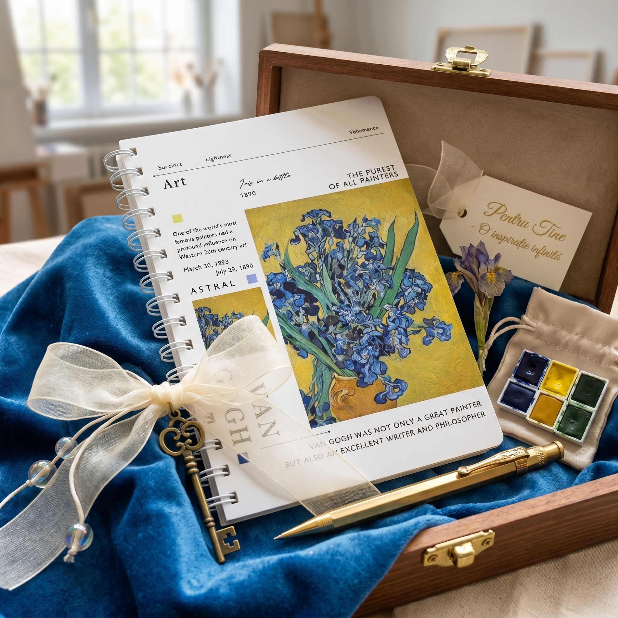Agenda Van Gogh Mijlocie, format A5, Imprimeu Irises