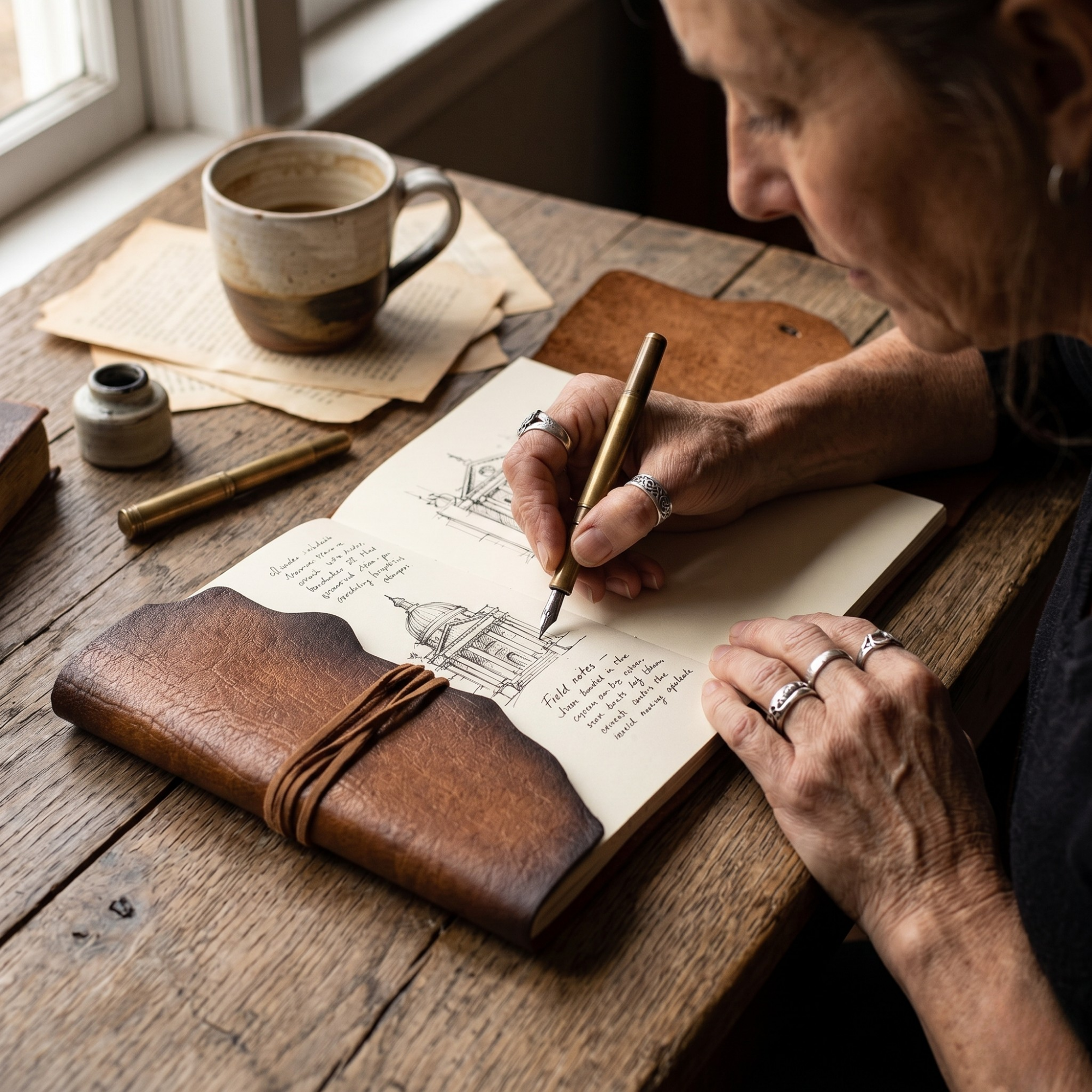 Jurnal Vintage cu Coperta din Piele Ecologica Texturata si Inchidere cu Snur, Maro Rustic