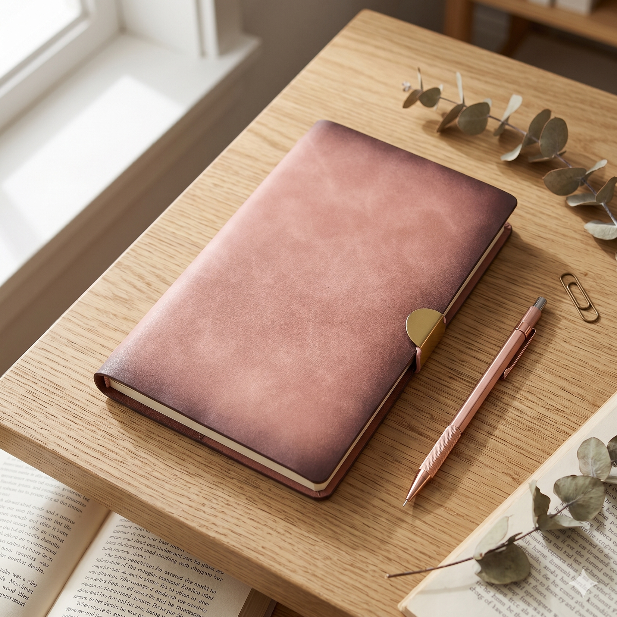 Agenda Premium cu Coperta din Piele Ecologica si Inchidere Metalica, Roz