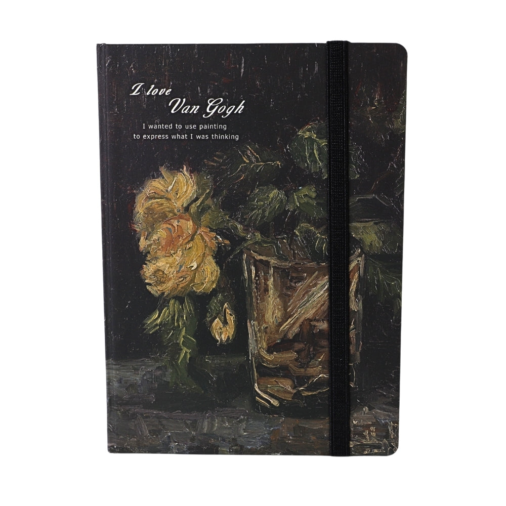 Agenda Van Gogh Mijlocie, Imprimeu Still Life with Roses in a Glass Dark