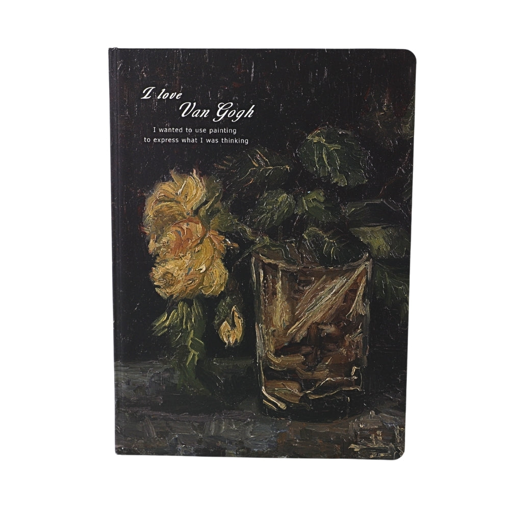 Agenda Van Gogh Mijlocie, Imprimeu Still Life with Roses in a Glass Dark